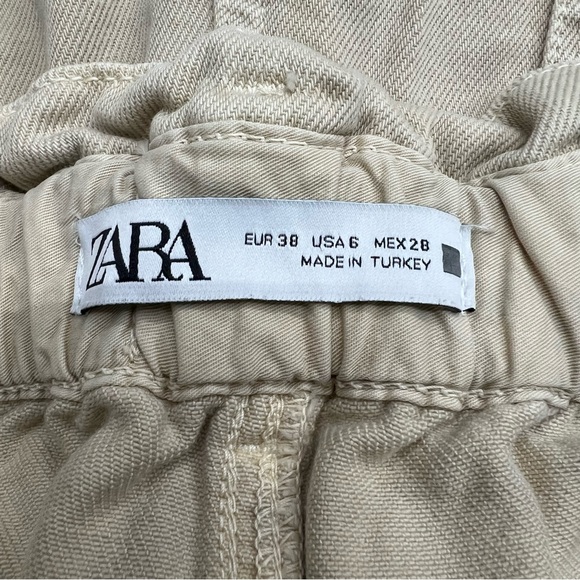 Zara Women's 90's Inspired Demin Casual Tan Pants Size US 6 - Picture 5 of 6